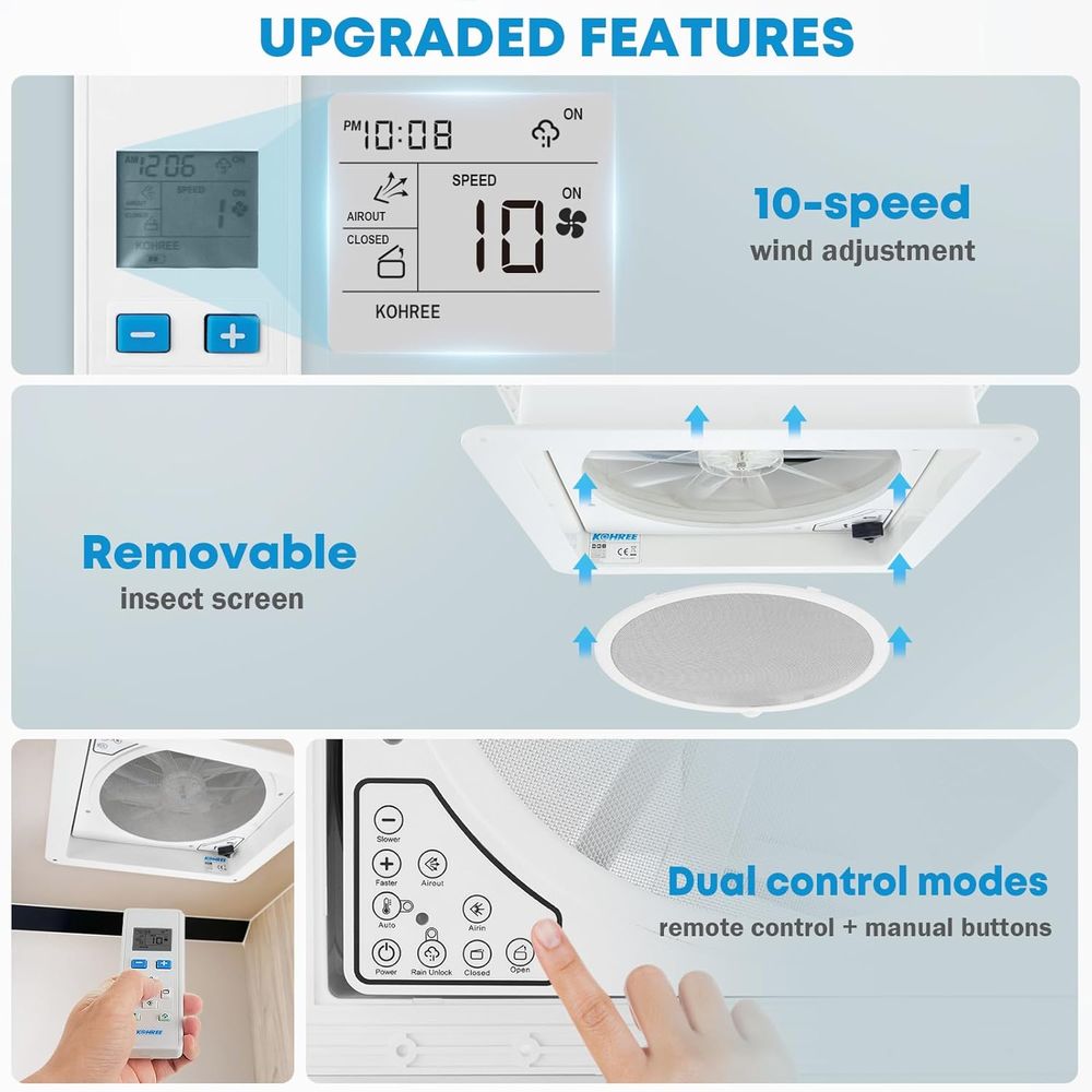 14인치 RV 환풍기 10단 속도 조절 가능 리모컨 포 - Smart Bathroom Fan 리뷰 및 가격