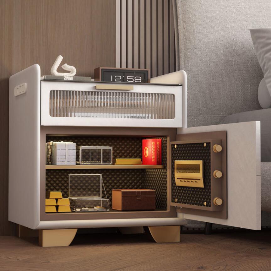 현대적인 경량 목재 록 패널 침대 옆 테이블 무선 충전 - Smart Home Furniture 리뷰 및 가격